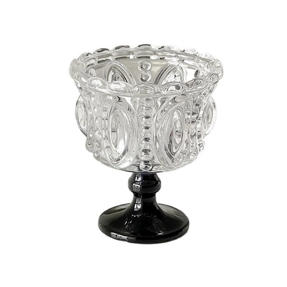 Vintage Embossed Dessert Cups Goblet, 250ml Clear Ice Cream Sundae Cups with Colorful Footed