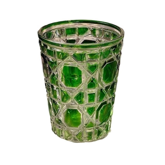 Vintage Embossed Drinking Glasses, 10.8Oz Colored wide mouth Glass Cup