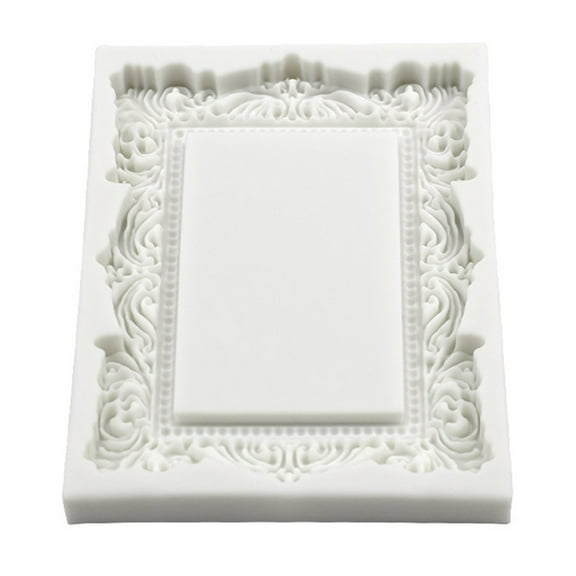 Vintage Embossed Frame Shape Fondant Mold Silicone Chocolate Candy Mold for Birthday Party Cake Decoration Cupcake