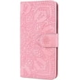 thumbnail image 1 of Vintage Embossed Patterns Wallet Phone Case Card Slot Holder Function for iPhone 14 12 13 11 Pro Max Mini 7 8 14 Plus SE XS XR, Sunflower Pattern Leather Cover(Pink,iPhone 13 Pro Max), 1 of 8