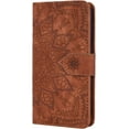 thumbnail image 1 of Vintage Embossed Patterns Wallet Phone Case Card Slot Holder Function for iPhone 14 12 13 11 Pro Max Mini 7 8 14 Plus SE XS XR, Sunflower Pattern Leather Cover(Brown,iPhone X/XS), 1 of 8