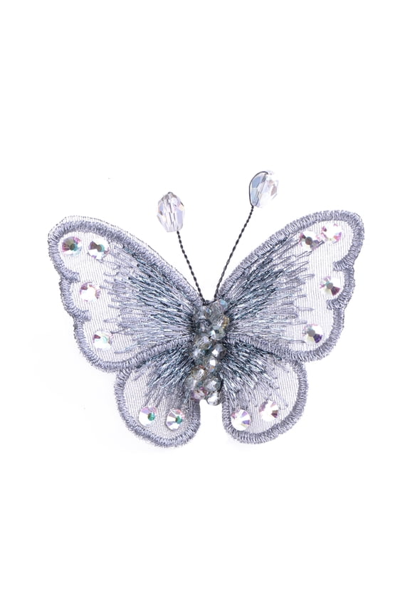 Vintage Embroidered Crystal Rhinestone Butterfly Insect Wings Corsage Brooch Pin