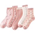 thumbnail image 1 of Vintage Embroidered Floral Socks for Women Combed Cotton Crew Socks, 1 of 5