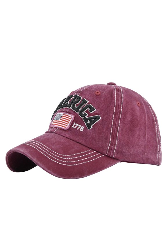 Vintage Embroidered Peaked Cap for Men and Women, Retro Baseball Hat for Sports, Camping, Fishing and Outdoor Sun Protection,Wine