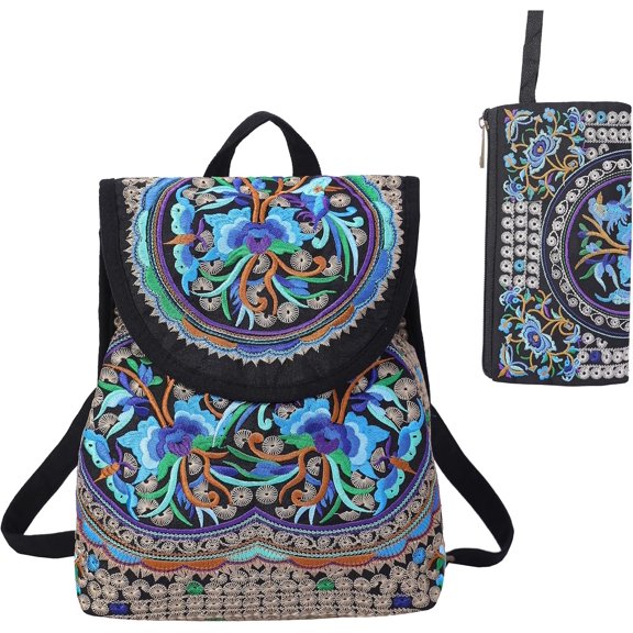 Vintage Embroidered Women Backpacks Boho Backpack Purse Ethnic Travel Shoulder Bag for Women