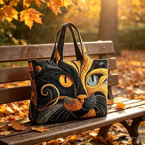 Vintage Embroidery Quilted Canvas Tote Bag,Multi-Style Floral Cat Book Pattern Large Capacity Shoulder Handbag for Women Daily Travel Shopping,12"