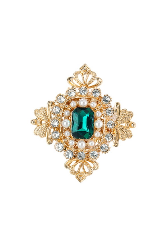 Vintage Emerald Brooch Pin  Pearls & Rhinestones Lapel Pin for Clothes, Sweaters, Shirts, Backpacks, Jewelry Accessories, Gift for Women