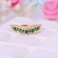thumbnail image 1 of Vintage Emerald Crown Band Art Deco Diamond Curved Band Women Stacking Band Solid Yellow Gold Women's Matching Band Green Gemstone Gift Band, 1 of 2