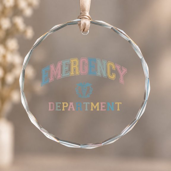 Vintage Emergency Nurse ED Nurse ER Emergency Department Theme Ornament, Keepsake Decor, Circle Glass Ornament