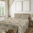 thumbnail image 1 of Ambesonne Vintage Emoji Fitted & Top Sheet Set with Shams, American Truck Car, Pale Sepia Plum, 1 of 5