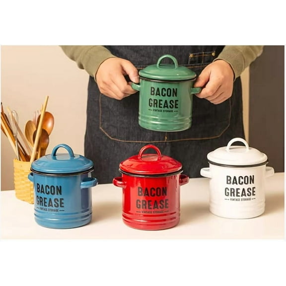 Vintage Enamel Oil Dispenser with Spout & Airtight Lid - 3.5L Large Rust-Proof Kitchen Storage for Oil, Spices, Serving - Decorative Canister for Farmhouse, Shabby Chic Kitchens