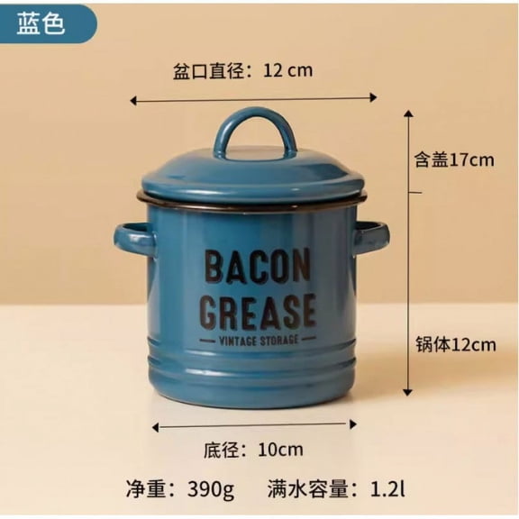Vintage Enamel Oil Pot - Large Capacity Storage Container, Airtight Lid & Pour Spout for Kitchen Oil & Spices
