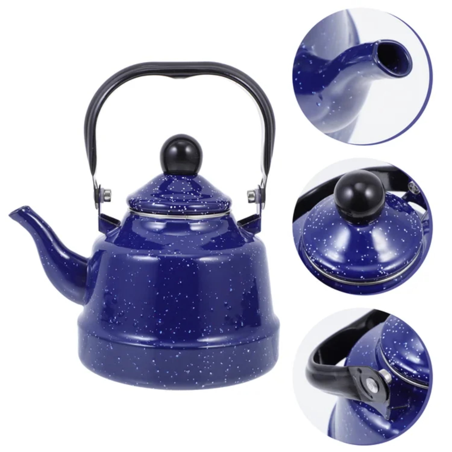 Vintage Enamel Stainless Steel Tea Kettle Perfect for Camping