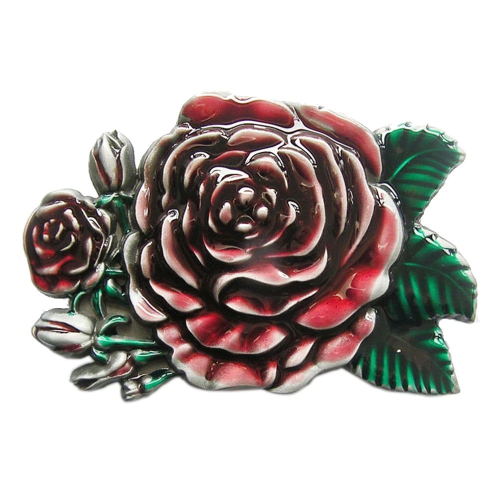 Vintage Enamel Western Rose Flower Belt Buckle - Walmart.com display picture 1