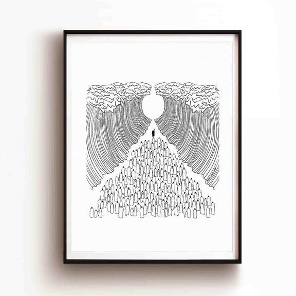 Moses Parting The Red Sea, Christian Modern Bible Art, Moses Crossing The Red Sea Modern Wall Art, Christ Print Bible Sketch Wall Art, Modern Wall Decor, 12x18 UNFRAMED