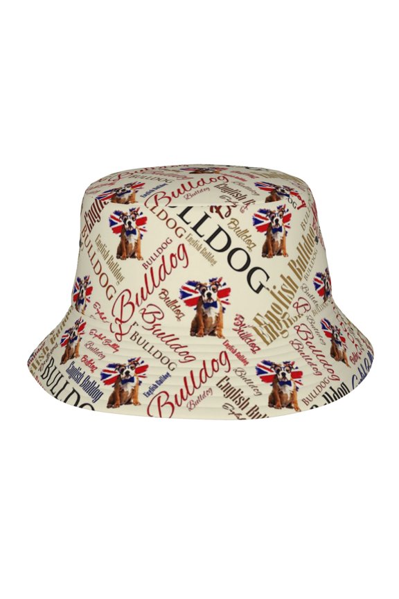 Vintage English Bulldog Puppy Bucket Hat,Packable Sun Cap,Max Protection For Uva,Perfect For Fishing Gardening Hiking Camping
