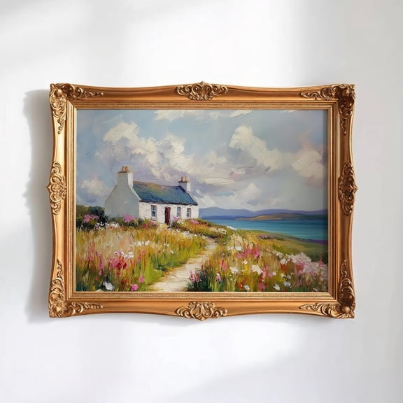 Vintage English Countryside Cottage Farmhouse Rustic Landscape Fine Art