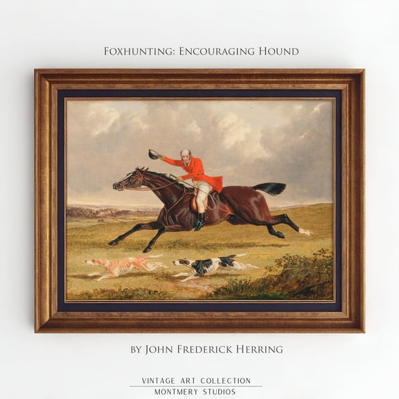 Vintage English Foxhunting Print Poster, Horseback Riding Wall Art Poster, Classic Hunting Lodge Decor, Rustic Cabin Poster, Country Gallery Art, AN92, Unframed Canvas Size 8x12 F03.1.19l345