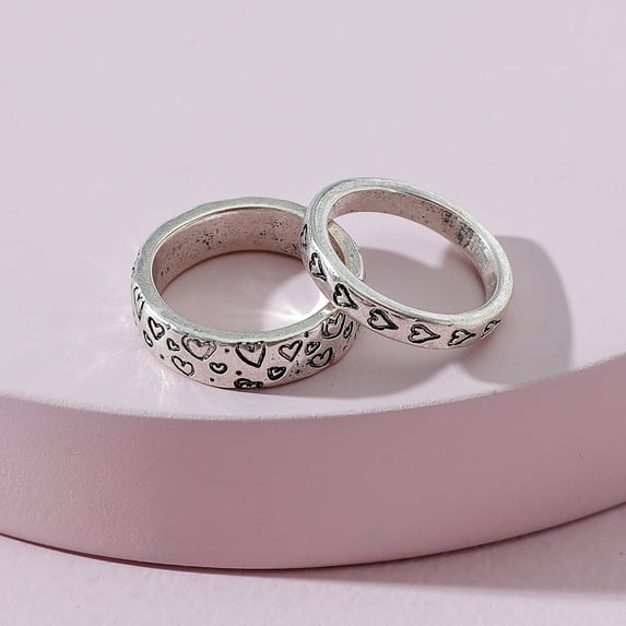 Vintage Engraved Heart-shaped Ring Shank Set
