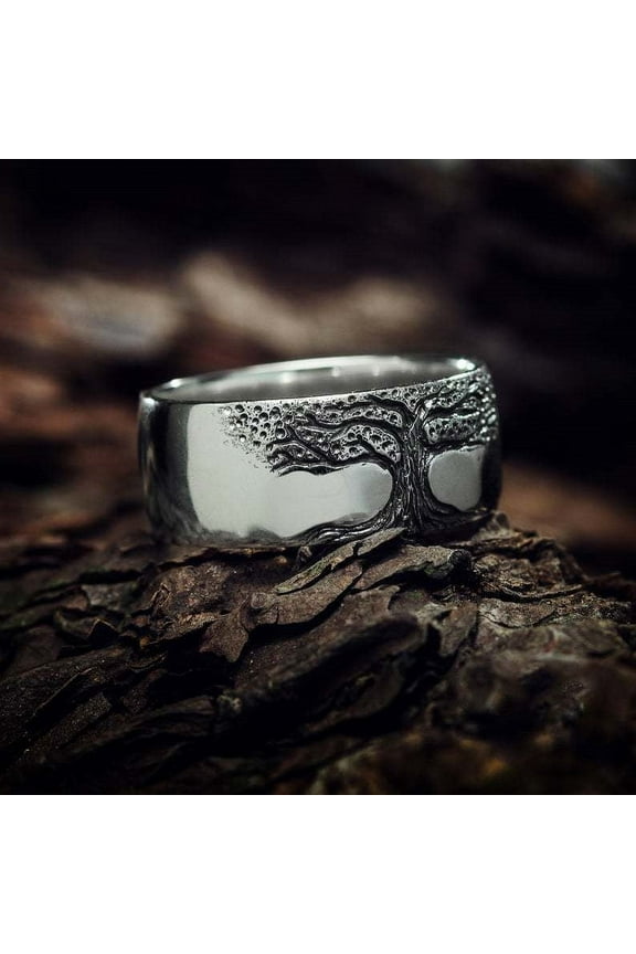 Vintage Engraving Tree Of Life Simple Ring