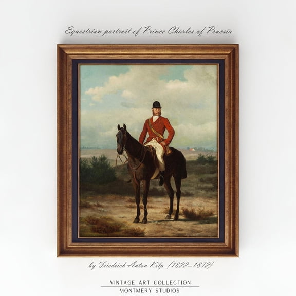 Vintage Equestrian Portrait, 19th Century Horseback , Classic Hunting Lodge Decor, Historic Noble Aristocratic Rider Art, AN90 Poster, Unframed Canvas Size 16x24 F03.1.19l367