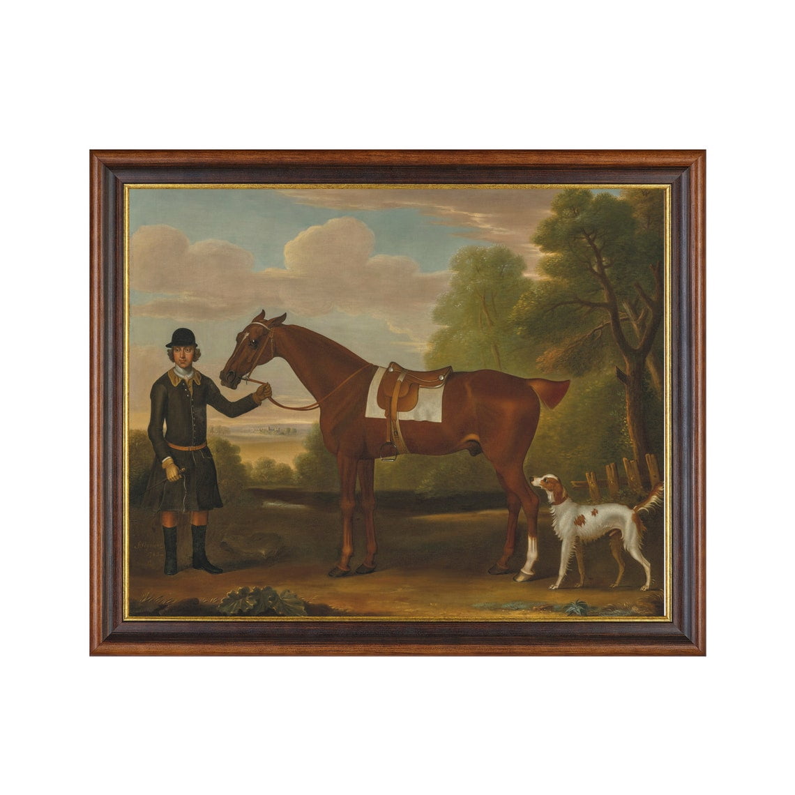 Vintage Equestrian Poster Horse, Rider & Dog - Th Century Rustic Art ...