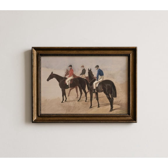Vintage Equestrian Print, Rustic Farmhouse Horse Wall Art Poster Decor, Stretched Canvas Size 8x12