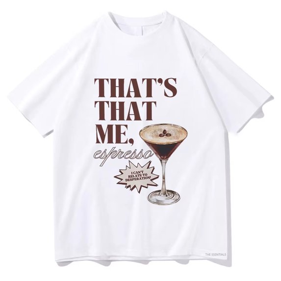 Vintage Espresso Aesthetic Shirt, Soft Cotton Tee, Unisex Casual Fashion Patterns Tour, Unisex Casual Outfit, Concert Outfit WHITE