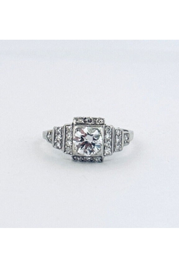 Vintage Estate Art Deco Engagement Ring For Women's Gift 1.9 Ct Diamond 14K White Gold Over