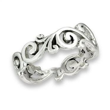 Vintage Eternity Swirl Oxidized Ring .925 Sterling Silver Band Jewelry Female Male Unisex Size 6