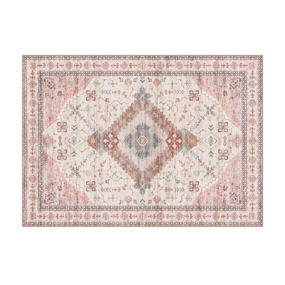 Phantoscope Traditional Persian-Style Rug — Non-Slip Living Room Rug, 5' x 7', Rustic Crimson