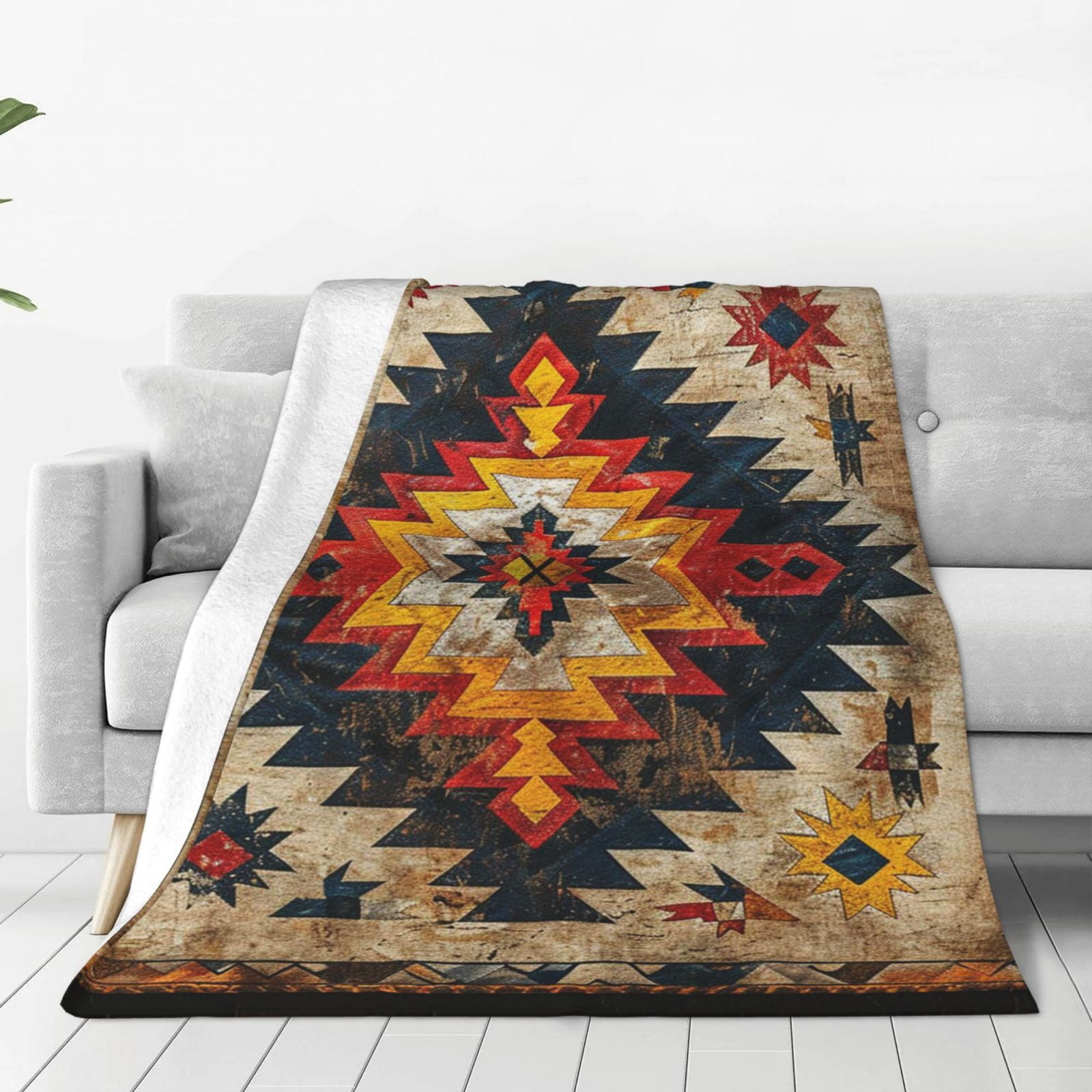 Vintage Ethnic Aztec Native Southwest American Throw Blanket Super Soft ...