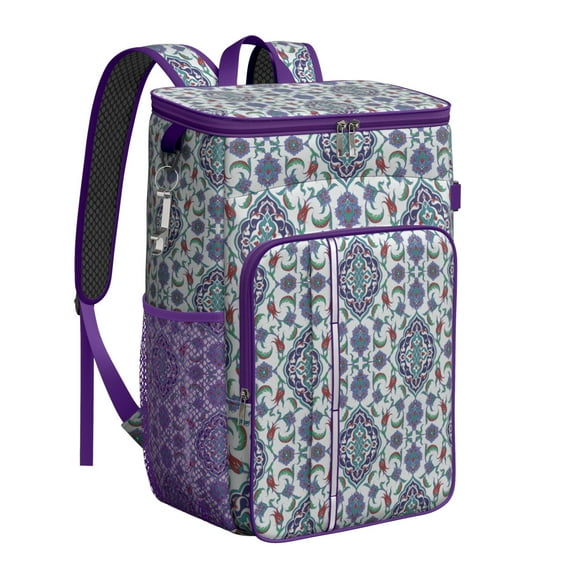 Vintage Ethnic Cooler Backpack - 20L Insulated Leakproof Lunch Bag, Retro Style for Travel