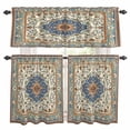 thumbnail image 1 of Vintage Ethnic Floral Kitchen Curtains Valances and Tiers Set of 3 Green Navy Classical Bohemian Style Tier Curtains and Valance with Rod Pocket for Small Windows, 27.5"x36", 1 of 9