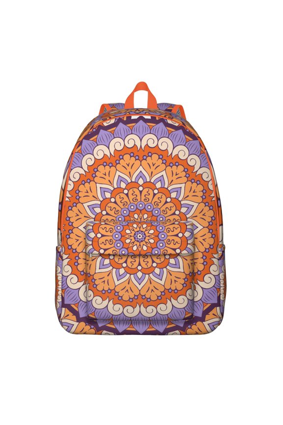Vintage Ethnic Mandala Art Backpack for Women, Traditional Tribal Pattern School Daypack with Mystic Sacred Boho Design