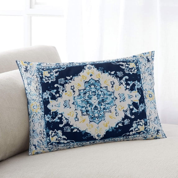 Vintage Ethnic Oversized Pillow Covers,Boho Tribes Modern Blue Middle Century Breathable Throw Pillow Cases with Invisible Zipper,Decorative Pillowcase Pillows Protectors for Sofa Bed Couch 24"x36"