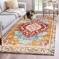 thumbnail image 1 of Vintage Ethnic Runner Rug 2.7x5 FT, Non Slip Entryway Carpet, Boho Tribes Modern Orange Middle Century Washable Soft Floor Carpet Entrance Mat Non-Shedding Throw Rug for Hallway Laundry Room Bedside, 1 of 9