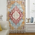 thumbnail image 1 of Vintage Ethnic Semi Sheer Curtains Drapes for Living Room,Bedroom,French Doors Window 96 Inches Long,Boho Tribes Modern Orange Middle Century Rod Pocket Chiffon Curtain Drapery Voile Draperies Panel, 1 of 6