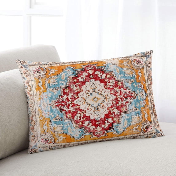Vintage Ethnic Standard Pillow Covers,Boho Tribes Modern Orange Middle Century Breathable Throw Pillow Cases with Invisible Zipper,Decorative Pillowcase Pillows Protectors for Sofa Bed Chair 20"x26"