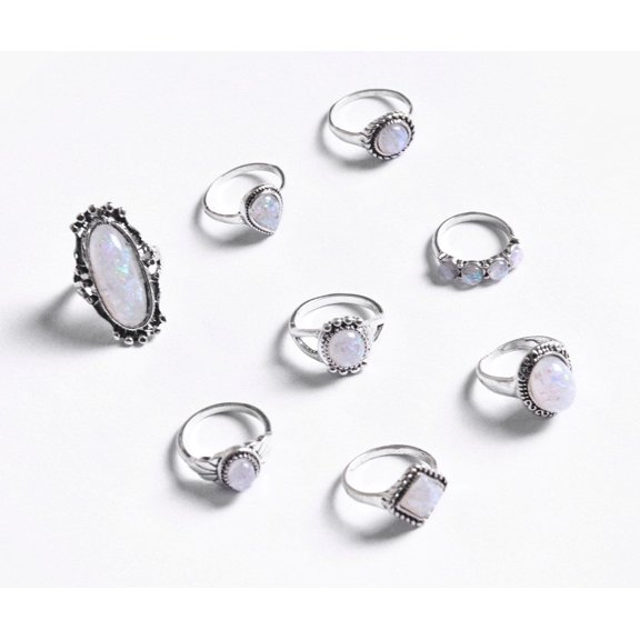Unisex Alloy Ring With Big Stone Vintage Ethnic Geometric Irregular Shape Statement Jewelry Ring For Any Style