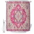 thumbnail image 1 of Vintage Ethnic Style Fabric Shower Curtain Medieval Pink Retro Flower Turkish Texture Washable Shower Curtains for Bathroom, Waterproof Bath Curtain with Hooks Home Decor 36x72in, 1 of 8