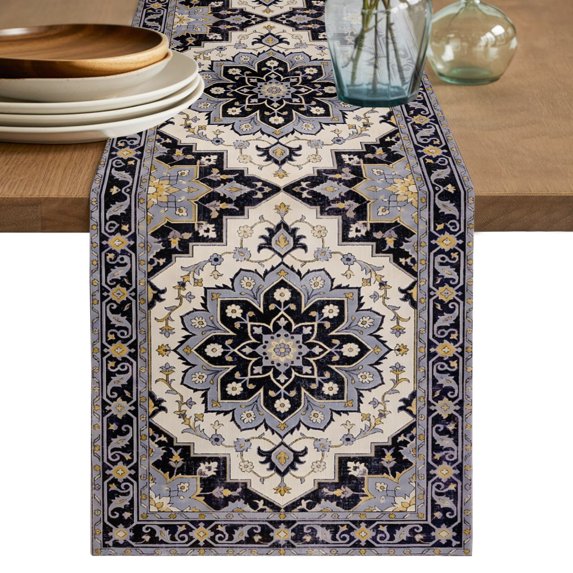 Vintage Ethnic Style Table Runner 90 Inches Long,Southwest Tribal Geometric Pattern Cotton Linen Table Runners Dresser Scarves,Fabric Tabletop Scarf Furniture Cover for Home Dinner Party 13"x90"