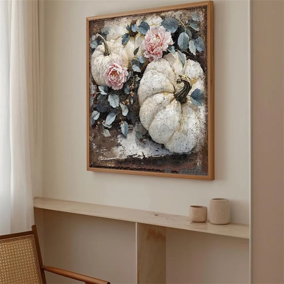 Vintage Eucalyptus Floral Rustic Print Poster Pink Flower Wall Art Canvas Artwork Home Farmhouse Mantel Entryway Country Decoration No Frame