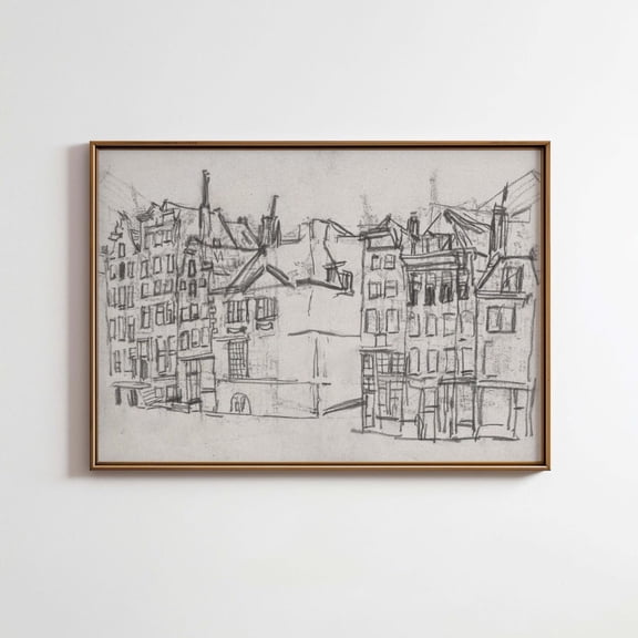Vintage European City Sketch Art Classic Architectural Line Drawing Wall Decor Vivid Home