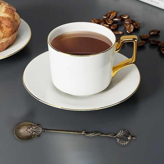 Vintage European Coffee & Dessert Spoon | Ornate Carved Alloy | Antique Gold, Silver, Bronze Finish | 4.9-Inch Stirring Tableware