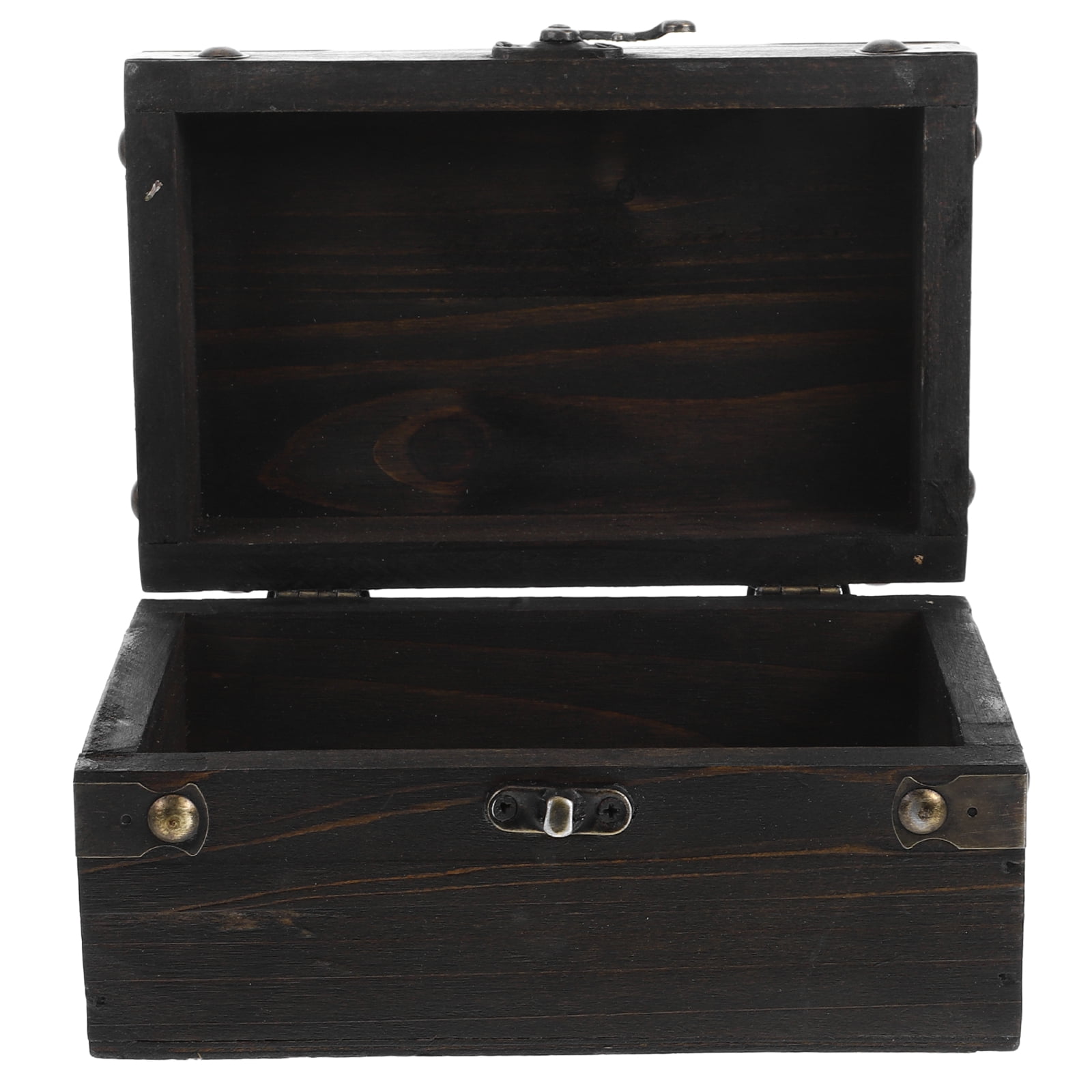 Decorative Trunk for Storage and Home Decor Antique Wood Treasure Chest with Hinged Lids suitable for Keepsakes and Trinkets