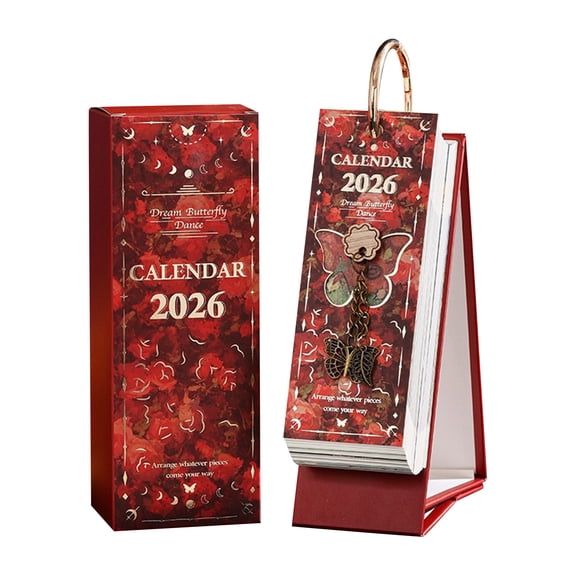 Vintage European Oil Painting Flip Calendar 2026, Creative Daily Tear-Off Calendar With Detachable Butterfly Pendant, Elegant Desktop Decoration For Home Office