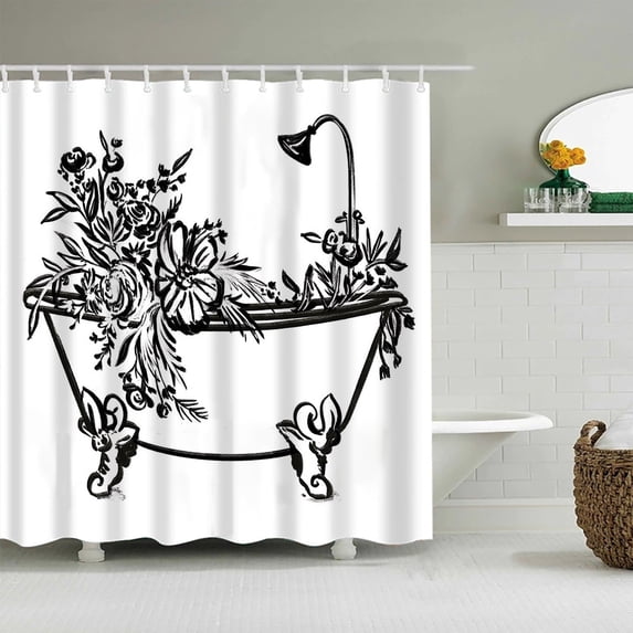 Vintage European Style Oil Painting Shower Curtain with Oil Painting Bathroom Curtains Set Waterproof Bath Curtains Set