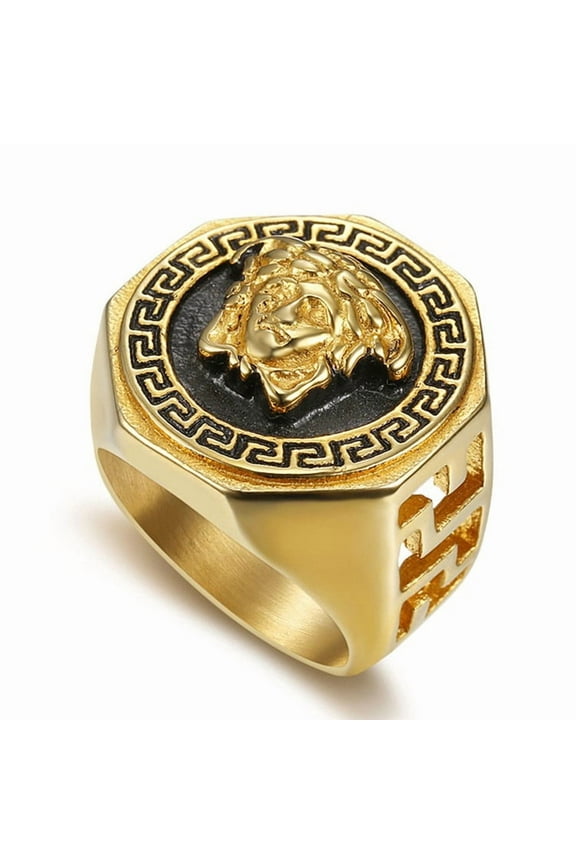 Vintage European and American Antique Needle Religious Series 14K Yellow Gold Rings Totem Rings Party Entertainment Gifts