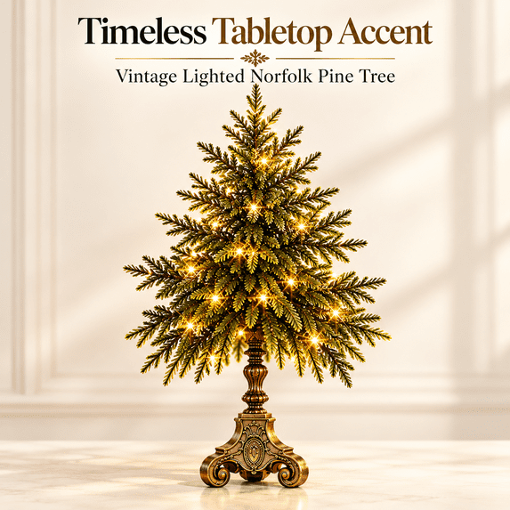 Led Panel Christmas Tree Vintage Evergreen Christmas Tree with Warm White LED Lights, Battery ...